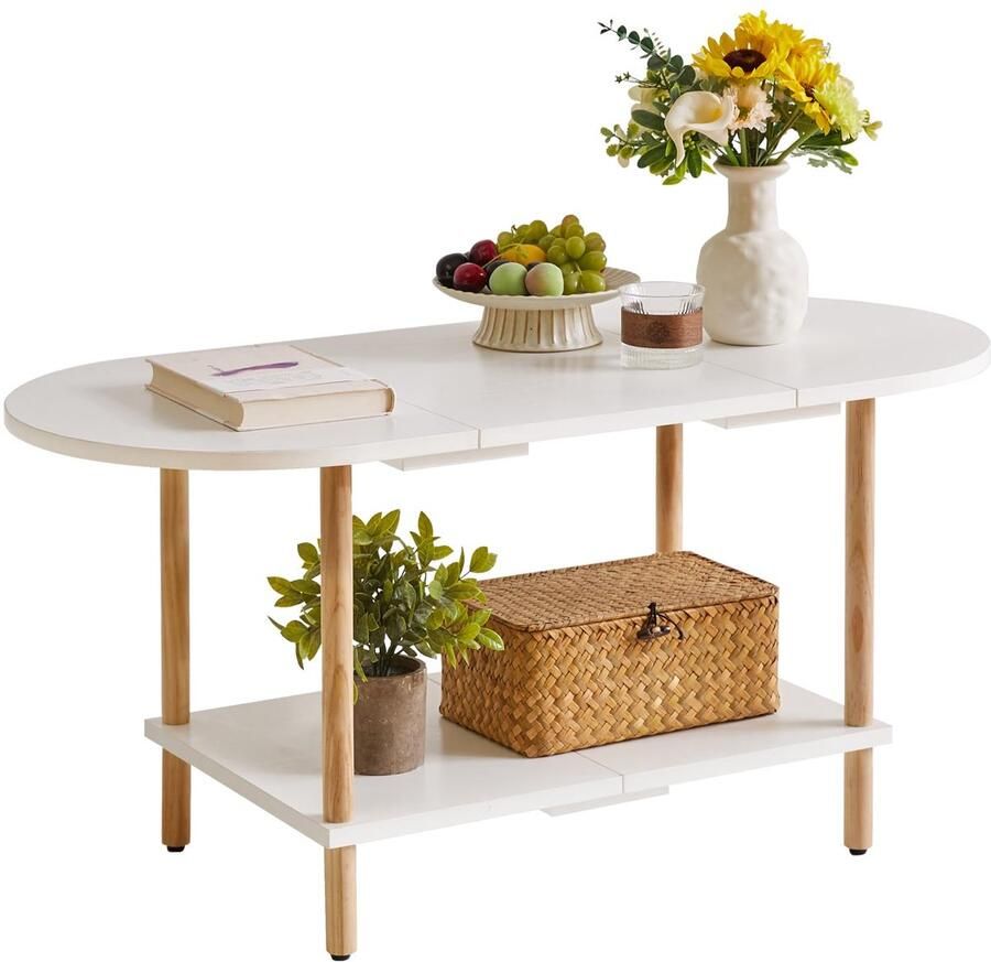 Unyqoos Stijlvolle Ovale Salontafel voor Compacte Woonruimtes met Slim Opslagontwerp en Gemakkelijke Montage