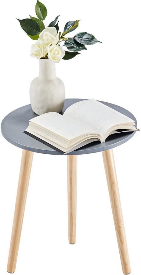 Unyqoos Stijlvolle Ronde Bijzettafel van Massief Hout voor Woonkamer en Slaapkamer in Scandinavische Stijl