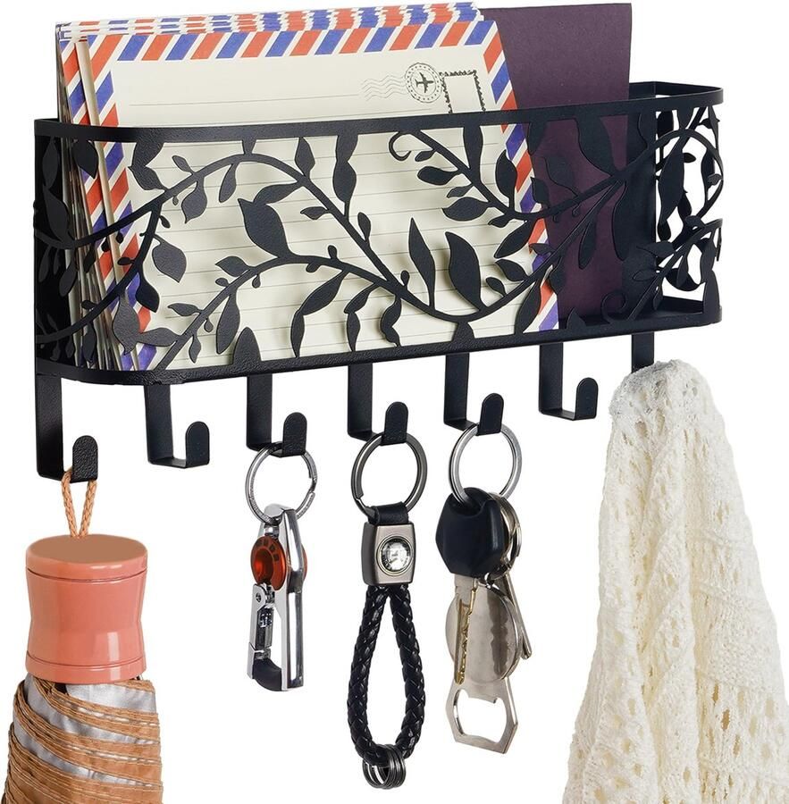 Unyqoos Stijlvolle Wandplank Met Sleutelrek En Haken Voor Organisatie