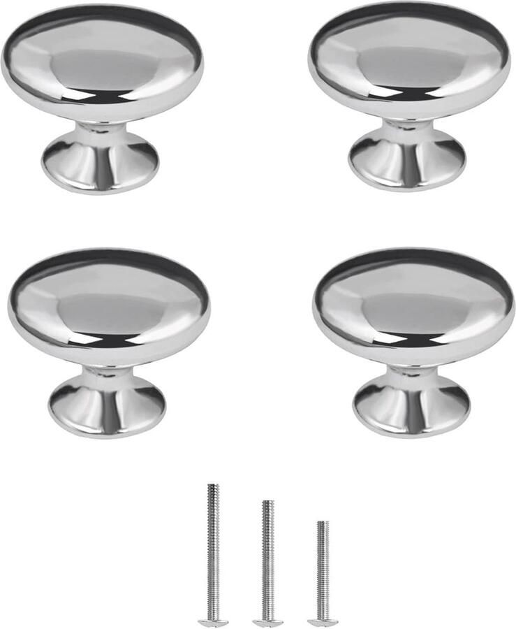 Unyqoos Stijlvolle zilverkleurige meubelknoppen met verchroomde afwerking voor toepassingen set van 4 stuks
