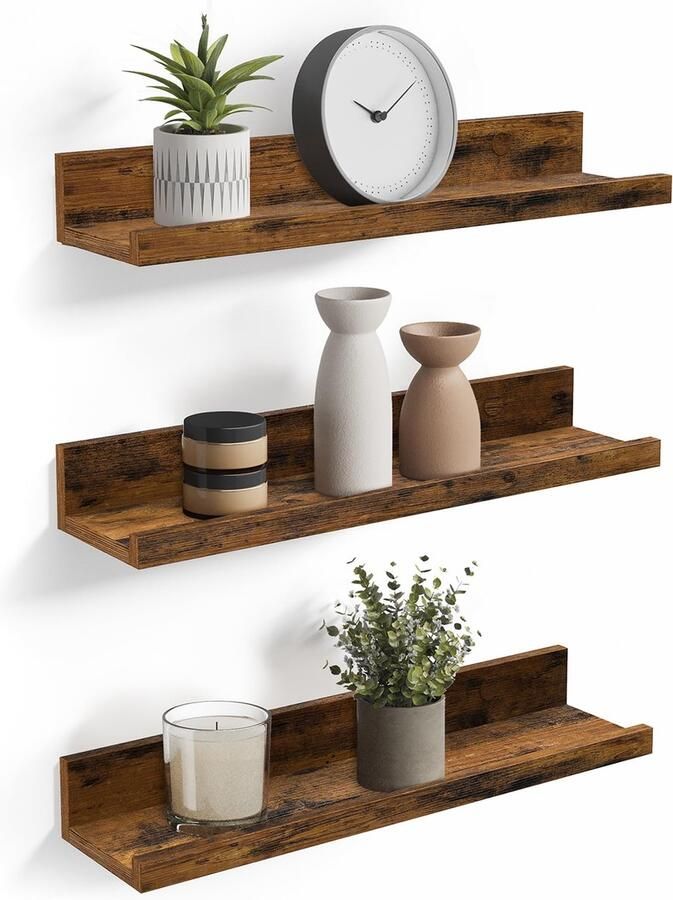 Unyqoos Stijlvolle Zwevende Wandrekken Set van 3 voor Decoratie en Opbergruimte in Huis of Kantoor