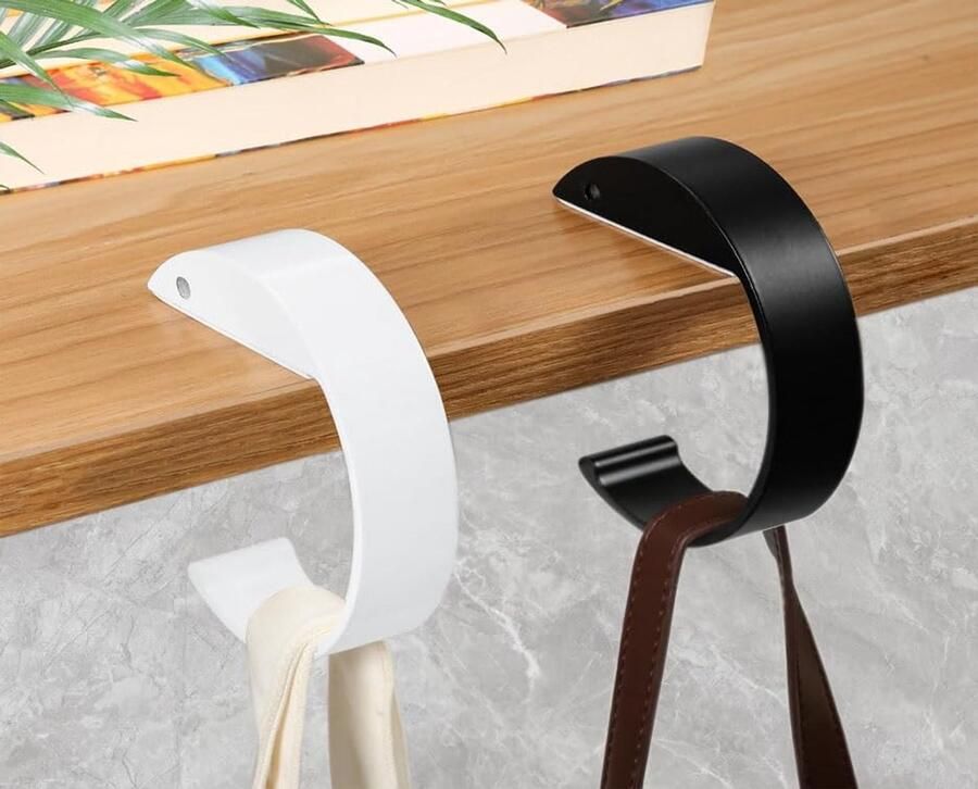 Unyqoos Tafel Handtashouders Set van 2 Antislip en Robuuste Zakhaken voor Bureau en Kantoor