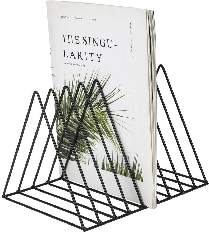 Unyqoos Tijdschrift- en Boekorganisator voor Bureau met Metalen Driehoekige Ontwerp en 9 Opslagsleuven