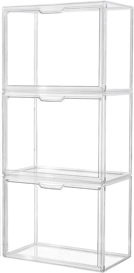 Unyqoos Transparante Opbergdozen met Magnetische Deur voor Handtassen en Meer Set van 3 Stuks