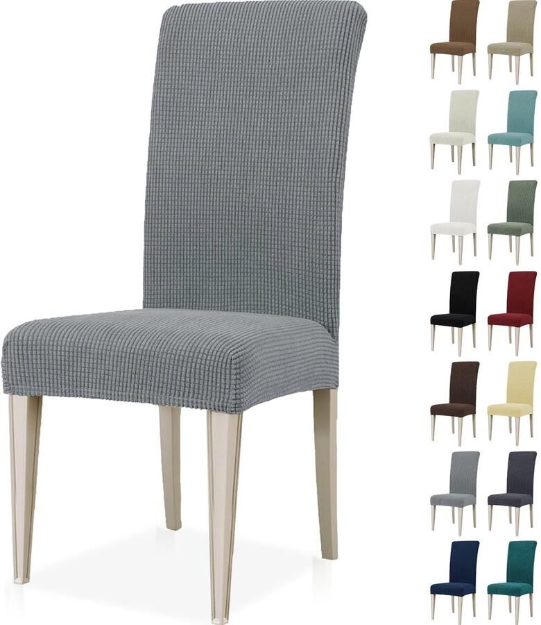Unyqoos Universele Elastische Stoelhoezen Set van 6 voor Gelegenheden in Lichtgrijs