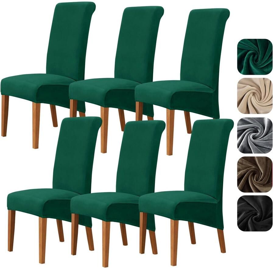 Unyqoos Universele Fluwelen Stretch Stoelhoezen Set van 6 voor Stoeltypes en Evenementen