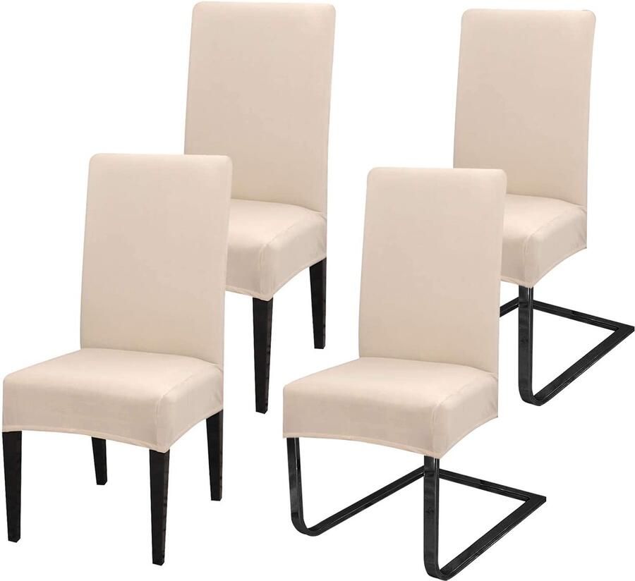Ibenzoa Set van 4 Luxe Universele Stretch Stoelhoezen voor Gelegenheden in Neutrale Kleuren
