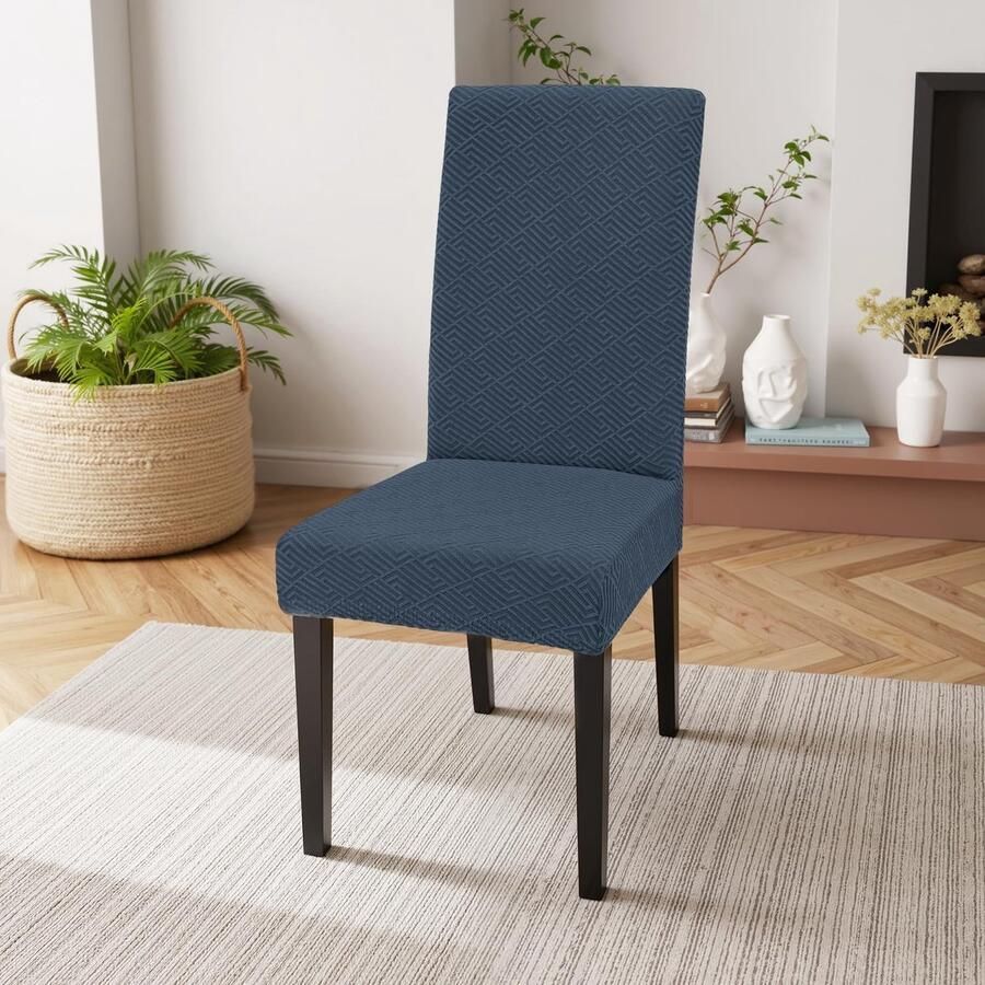 Unyqoos Universele Stretch Stoelhoezen Set van 6 voor Stoelen zonder Armleuningen