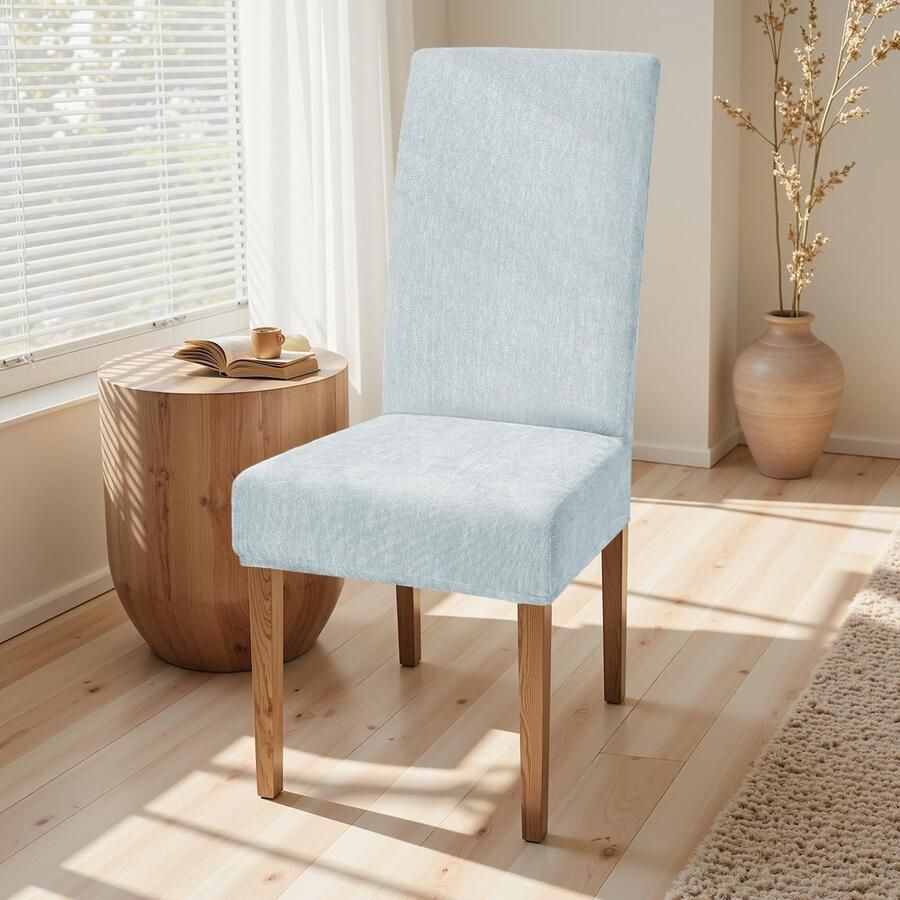 Unyqoos Universele stretchbare chenille stoelhoezen set van 4 voor gelegenheden en stoelen