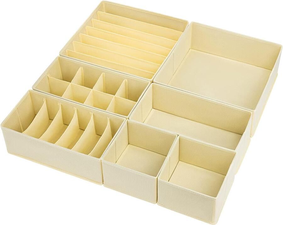 Unyqoos Veelzijdig Opbergsysteem voor Kleding Speelgoed en Kantoormateriaal 7-delige Set in Beige