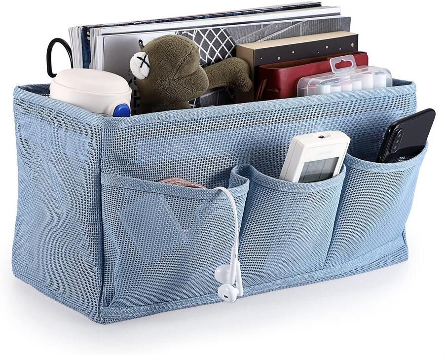 Unyqoos Veelzijdige Hangende Opbergzak voor Bed Slaapzaal en Kantoor met Meerdere Vakken in Blauw