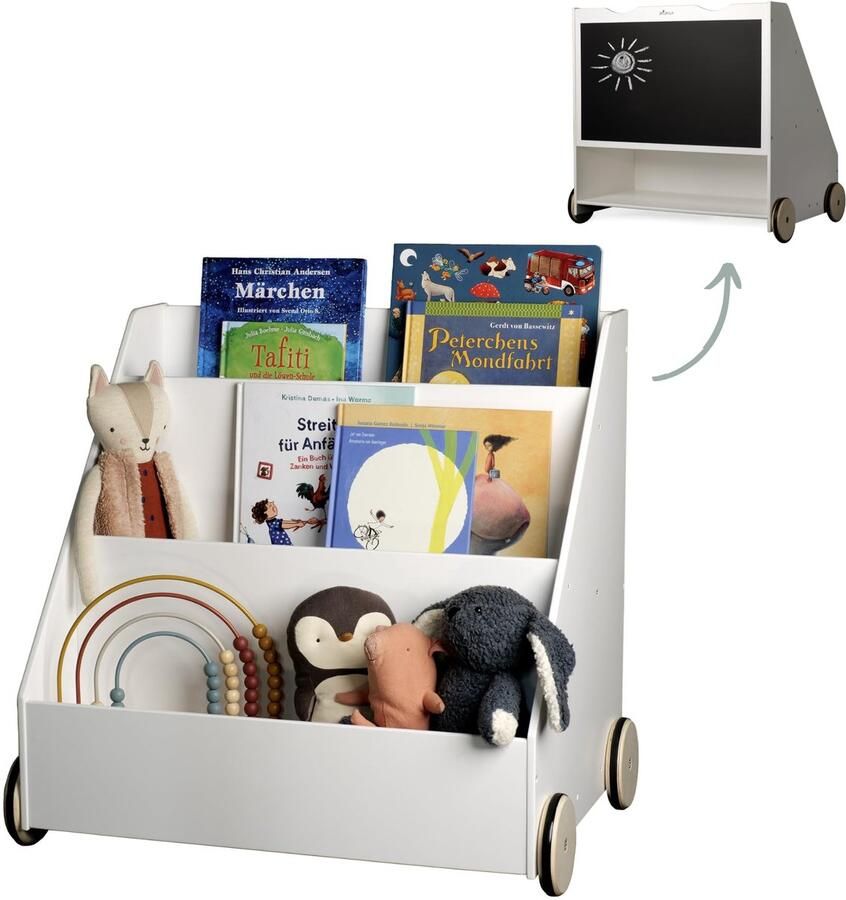 Unyqoos Veelzijdige Kinderboekenkast met Krijtbord en Opbergruimte voor Speelgoed