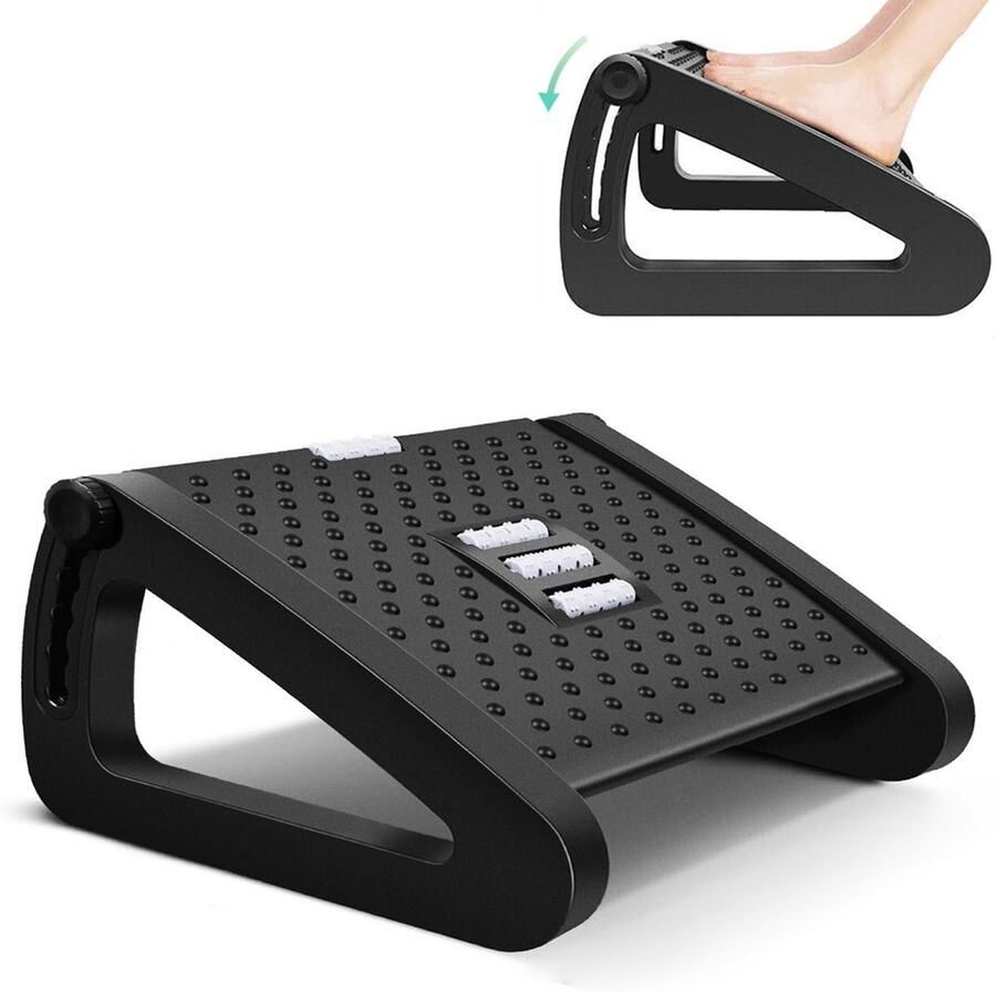 Unyqoos Verstelbare Ergonomische Voetensteun met Massagefunctie voor Thuis Kantoor en Reizen