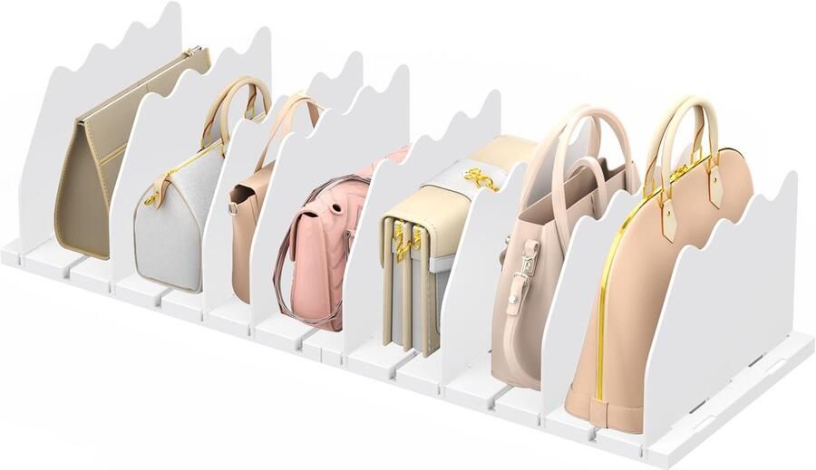 Unyqoos Verstelbare Schrankorganizer en Opbergverdeler voor Handtassen en Meer 8 Stuks Wit