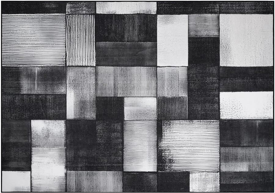 Unyqoos Vloerkleed voor Woonkamer en Slaapkamer Wasbaar Laagpolig Antislip Onderhoudsvriendelijk Zwartgrijs 200x280 cm