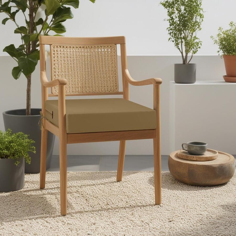 Unyqoos Waterdichte Zit- en Rugkussens voor Buitenmeubels Set van 2 Met Lichtechte Eigenschappen Bruin 50 x 50 cm