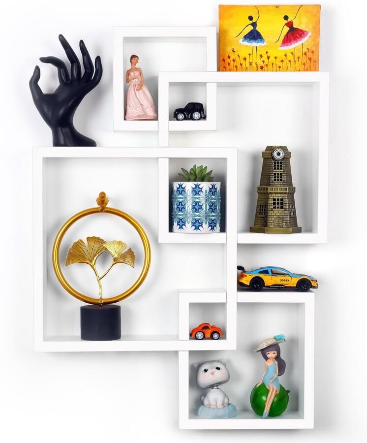 Unyqoos Wit Kubusvormig Zwevend Wandrek voor Moderne Interieurs