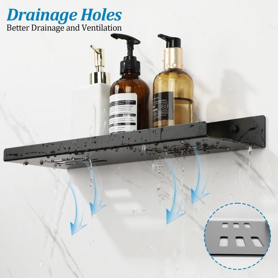 Unyqoos Zwart Metalen Wandrek 40cm Doucherek Voor Badkamer Keuken Woonkamer en Slaapkamer Set van 2