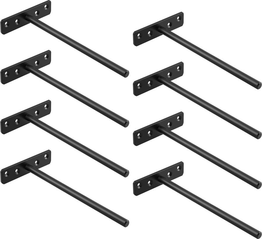 Unyqoos Zwarte onzichtbare plankhouders voor zwevende wandplanken in keuken of woonkamer set van 8