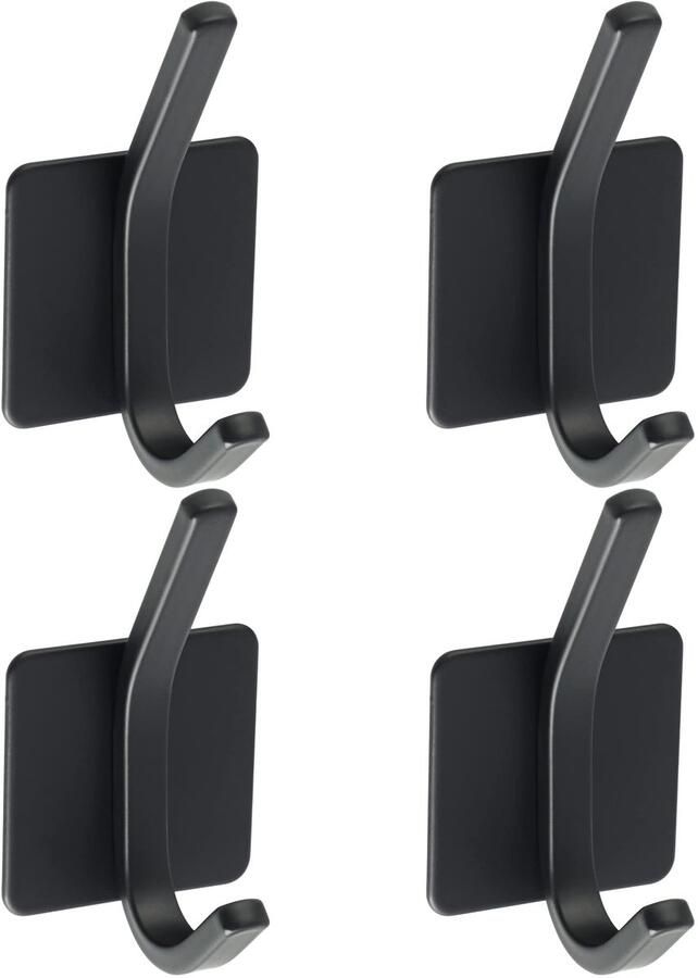 Unyqoos Zwarte zelfklevende kapstokhaken van roestvrij staal voor veelzijdig gebruik in huis