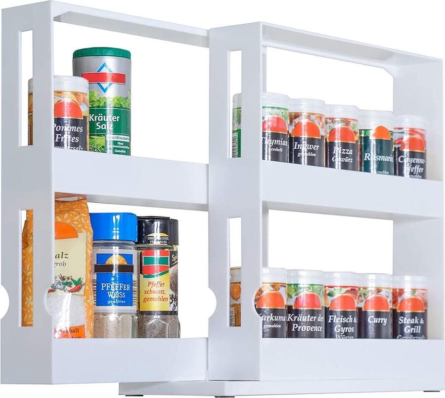 UPP Kruidenrek uittrekbaar praktisch kastinzet opbergsysteem voor keuken en badkamer ruimtebesparend nisrek als kastsysteem of direct op het werkblad kunststof wit