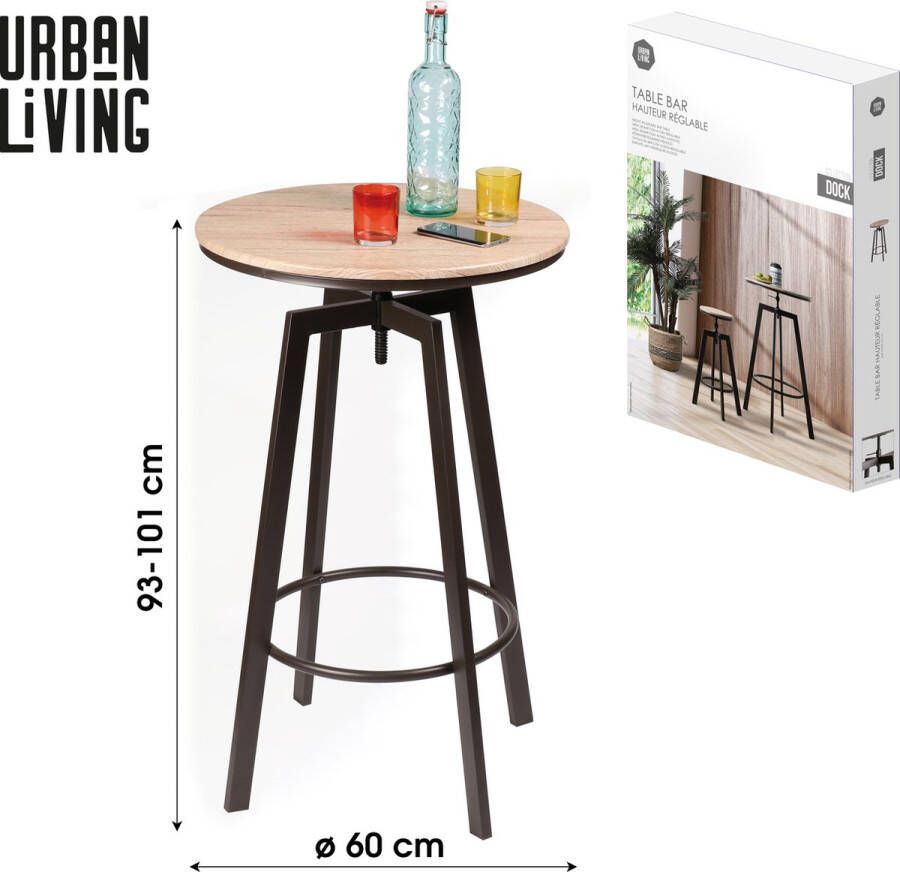 Urban Living BARTAFEL DIAM 60CM IN HOOGTE VERSTELBAAR VAN 93 TOT 101CM