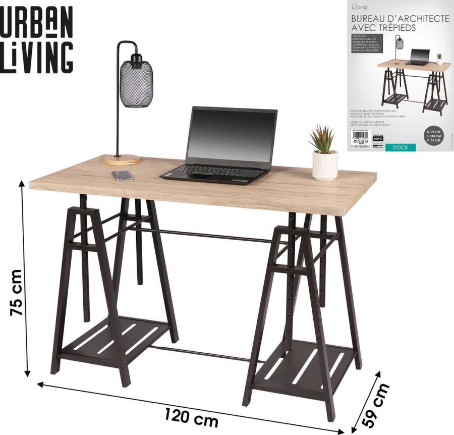 Urban Living BUREAU AVEC TREPIEDS DESIGN ARCHITECTE 120X59XH75CM