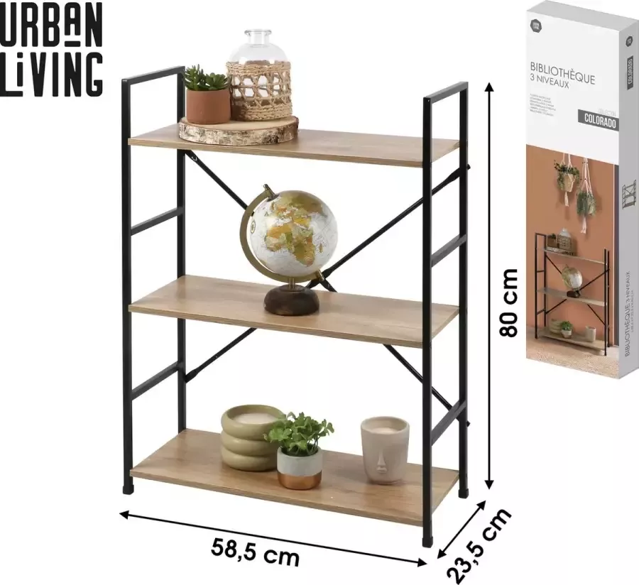 Urban Living Etagère kast 3 planken Opbergkast open Boekenkast met 3 lagen