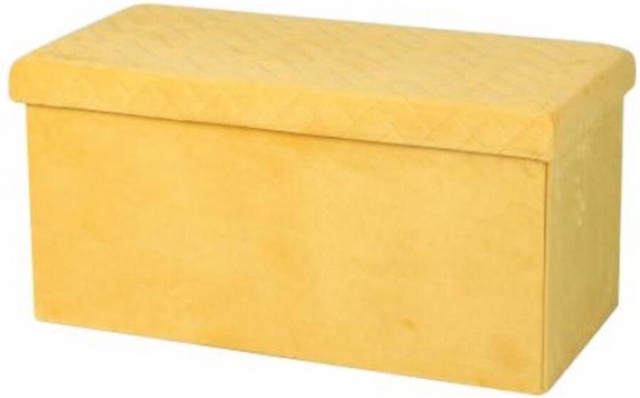 Urban Living Hocker bank poef XXL opbergbox geel polyester mdf 76 x 38 x 38 cm opvouwbaar - Foto 2