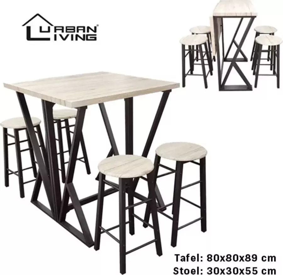 Urban Living Hoge inklapbare bartafel met 4 barstoelen