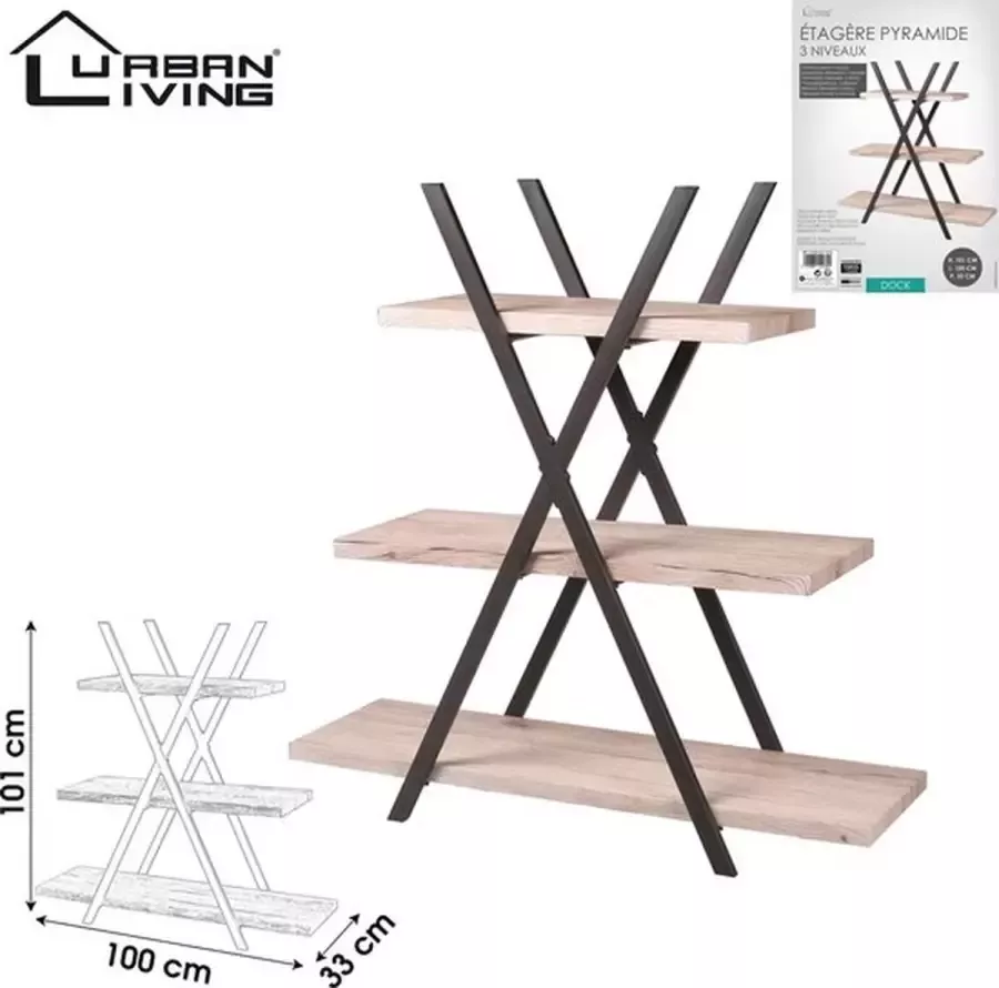 Urban Living Industriële Piramide Stelling Wandrek 3 Planken 101 CM