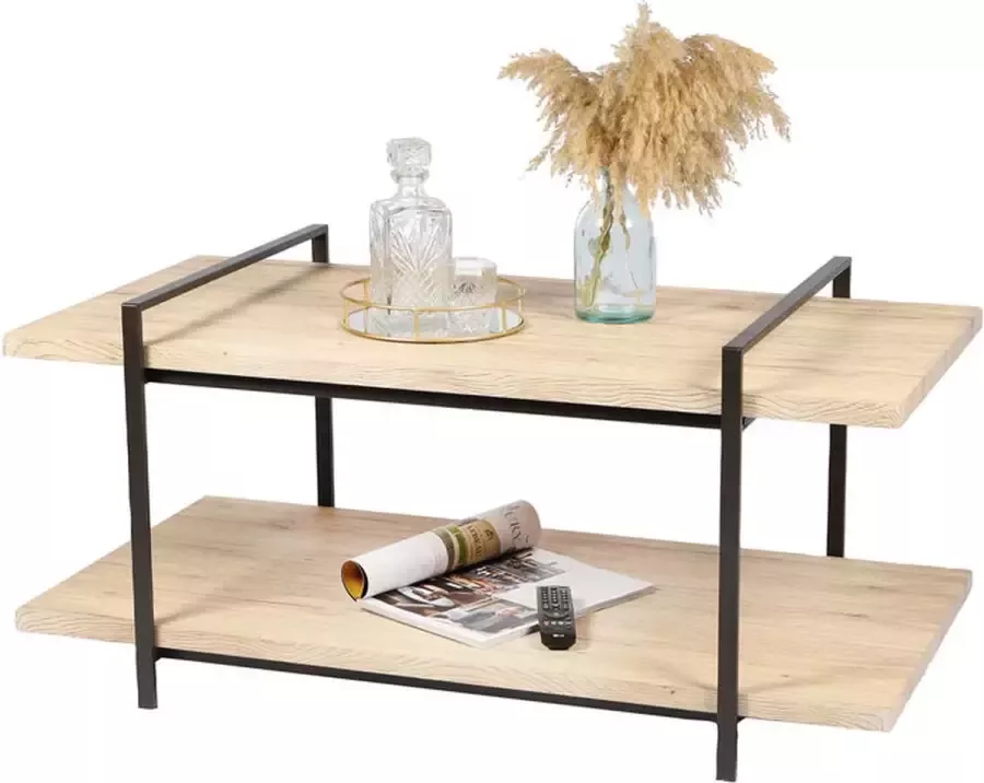 Urban Living industriële salontafel 2 planken 120x63x55 cm hout