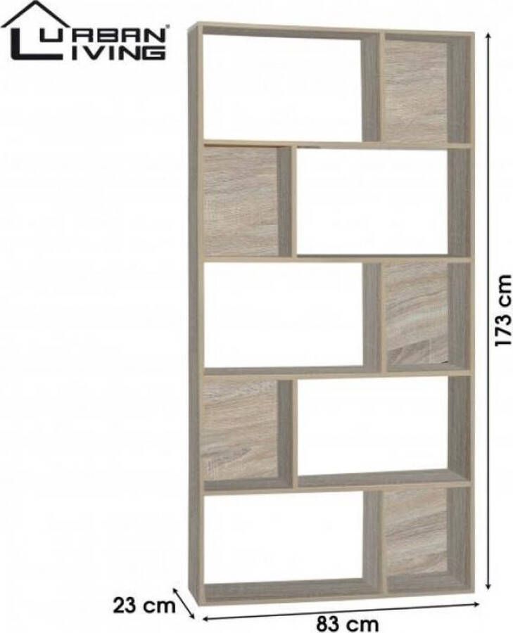 Urban Living Moderne boekenkast met 5 planken L 173 x B 83 x D 23 Vierkante vakken Beige