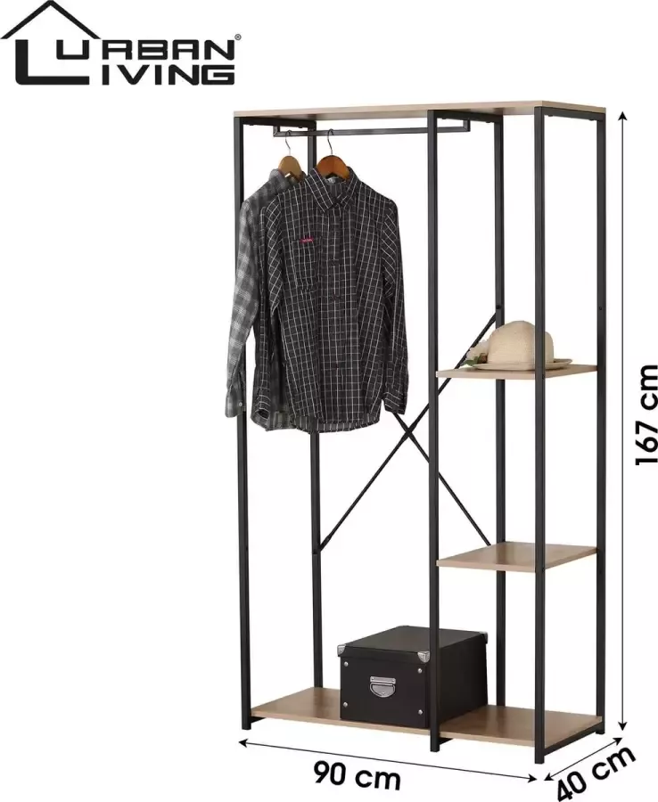 Urban Living Open kast Kapstok Garderoberek Colorado 90 x 40 x 167 cm