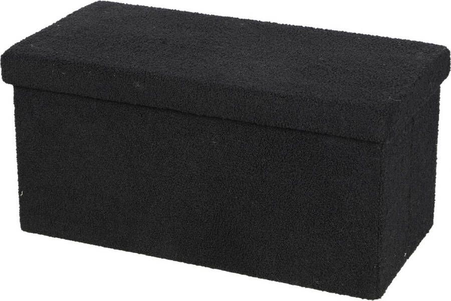 Urban Living Poef Square BOX hocker opbergbox zwart polyester mdf 76 x 38 x 38 cm opvouwbaar Extra groot 2-zits model