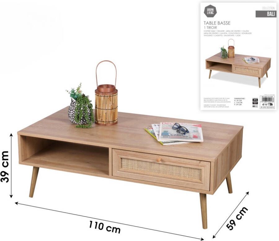 Urban Living SALONTAFEL MET 1 LADE 110X59XH39CM