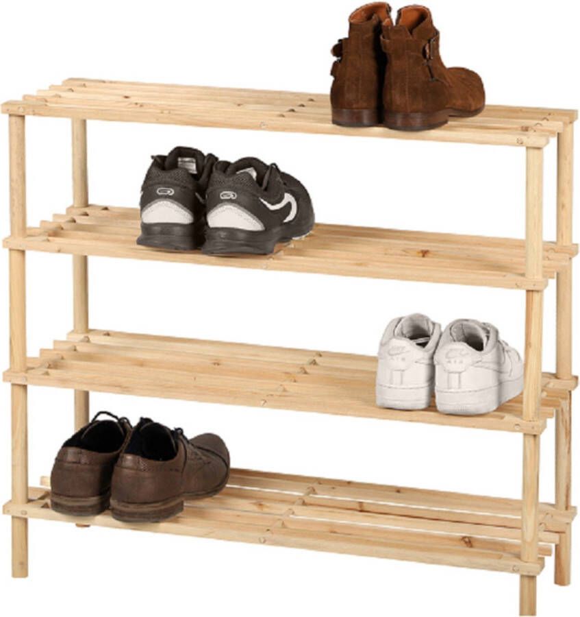 Urban Living Schoenenrek schoenenkastje lichtbruin 12x paar schoenen hout 73 x 26 x 68 cm