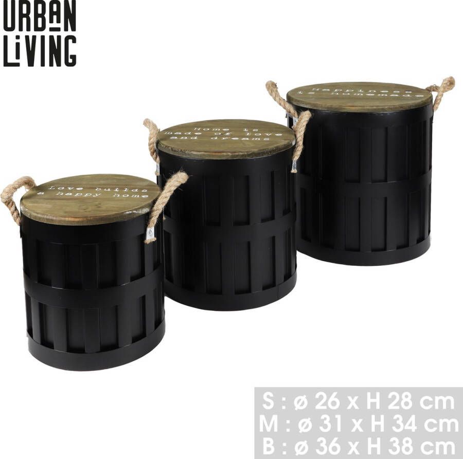 Urban Living SET VAN 3 METALEN KOFFIETAFELS S:D26XH28 M:D31XH34 L:D36XH38CM