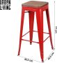 Urban Living Set van 4 Barkrukken met Metalen Frame en Houten Zitting Rood Industrieel Design Barkruk - Thumbnail 2