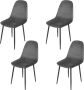 Urban Living Set van 4 Eetkamerstoelen met Metalen Onderstel Zwart Fluweel Velours - Thumbnail 1