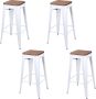 Urban Living SET X 4 TABOURET DE BAR EN METAL BLANC MATE ASSISE EN BOIS 42 5X42 5X77CM - Thumbnail 1