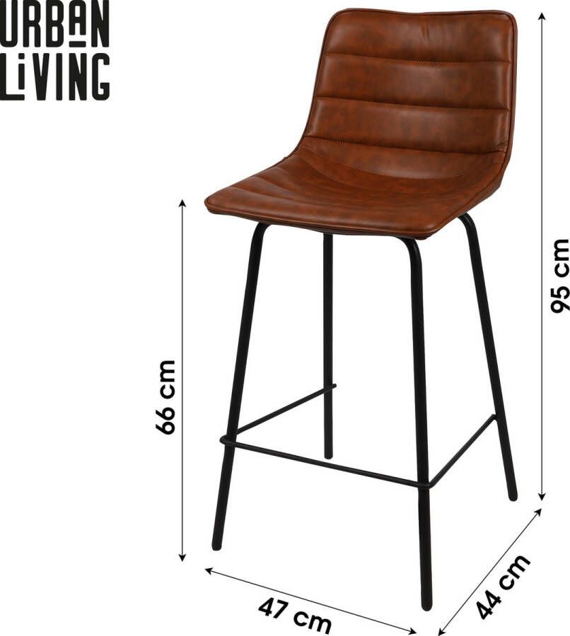 Urban Living TABOURET DE BAR EFFET CUIR CANNELLE 44X47XH66 95CM