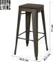 Urban Living TABOURET DE BAR EN METAL x 4 GRIS INDUS ASSISE EN BOIS 42 5X42 5X77CM - Thumbnail 2