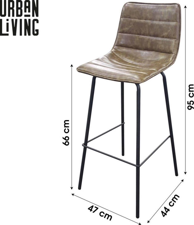 Urban Living TABOURET x2 DE BAR EFFET CUIR TILLEUL 44X47XH66 95CM