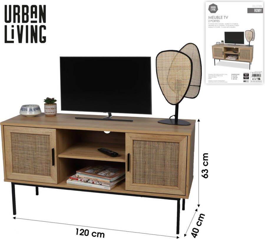 Urban Living TV-KAST MET 2 DEUREN EN 2 PLANKEN 120X39XH63CM