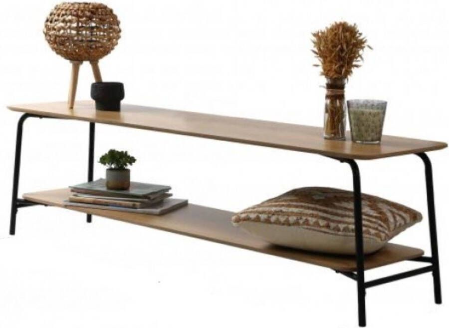 Urban Living TV-meubel met 2 niveau&apos;s Dressoir Metaal Hout 150x40x43 5cm Zwart - Foto 1