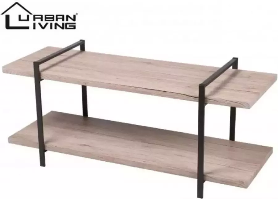 Urban Living TV meubel staande TV kast met 2 planken Industrieel design MDF Hout Metalen frame 120x40x55