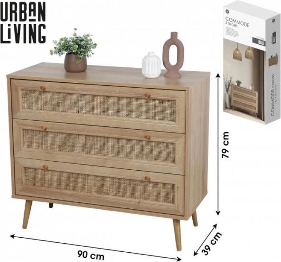 Urban Living BALI DRESSOIR MET 3 DRAWERS 39X90XH79CM