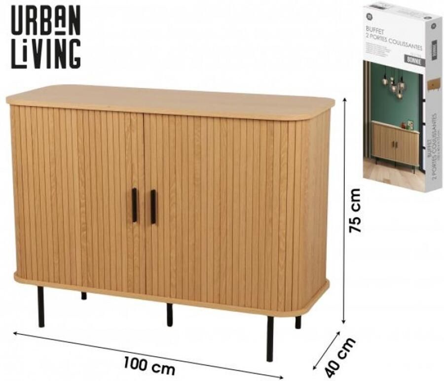 Urban Living BONNIE DRESSOIR 2 SCHUIFDEUREN EN ZWARTE HANDGREPEN 100X40XH75CM