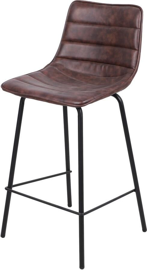 Urban Living “BROOKLYN” SET VAN 2 BARSTOELEN IN LEDERLOOK MAHONIE 44X47XH66 95CM - Foto 3